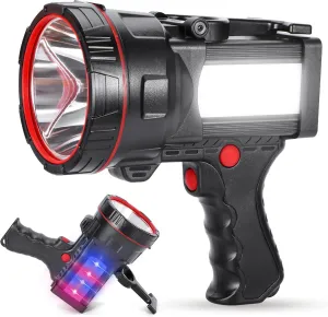 Superbright Handheld LED Spotlight Flashlight Powerful Searchlight USB Rechargeable Lantern with Power Bank Function Portable Camping Emergency Light (Yellow Light)