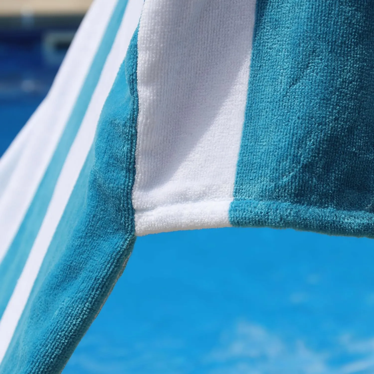 Superior Cabana Cotton Lounge Chair Cover, Outdoor Towel/Chaise Furniture Covers, Terry Cloth, Beach, Spa, Swim Accessories, Pool Chair Cover, Soft, Quick Drying, 32" x 102", Turquoise