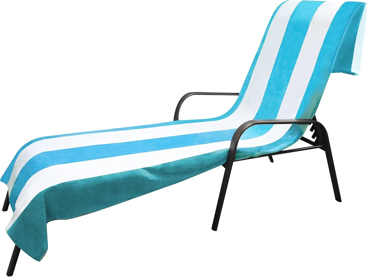 Superior Cabana Cotton Lounge Chair Cover, Outdoor Towel/Chaise Furniture Covers, Terry Cloth, Beach, Spa, Swim Accessories, Pool Chair Cover, Soft, Quick Drying, 32" x 102", Turquoise