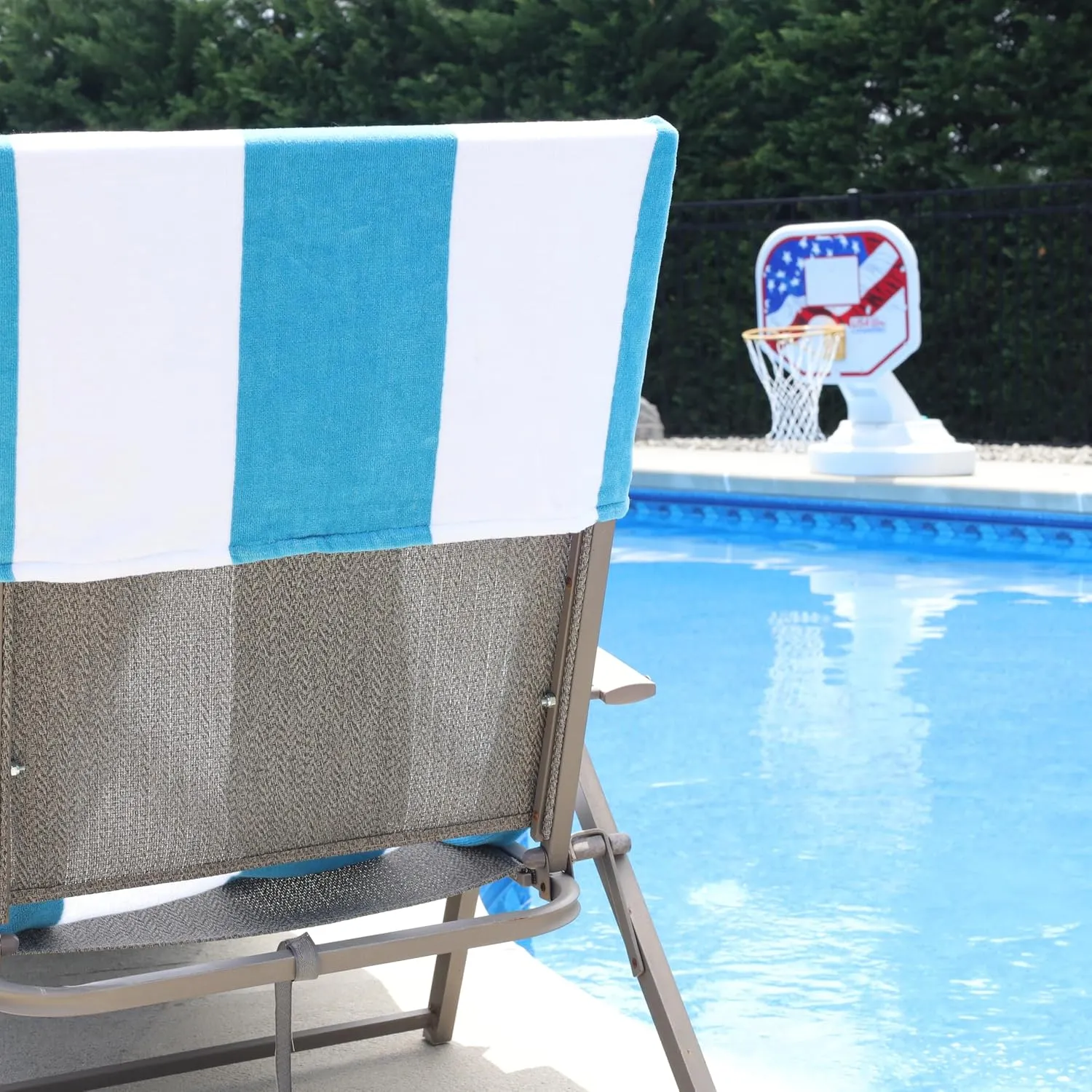 Superior Cabana Cotton Lounge Chair Cover, Outdoor Towel/Chaise Furniture Covers, Terry Cloth, Beach, Spa, Swim Accessories, Pool Chair Cover, Soft, Quick Drying, 32" x 102", Turquoise
