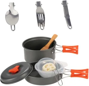 SUPVOX 1Set Portable Camping Cooking Person Picnic Cookware Kit for Outdoor Activities Includes Essential Cooking Utensils Non Stick Design for Hiking BBQ and Camping