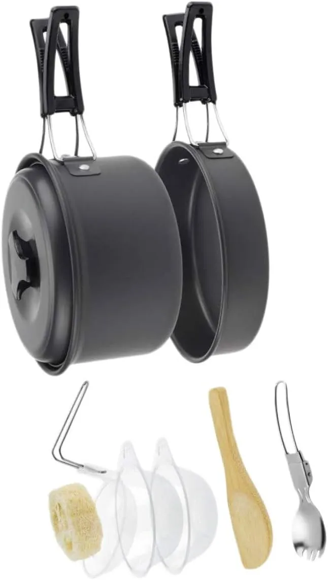 SUPVOX Camping Cookware Portable Pot Set Cutlery for People Titanium Material for Outdoor Adventures