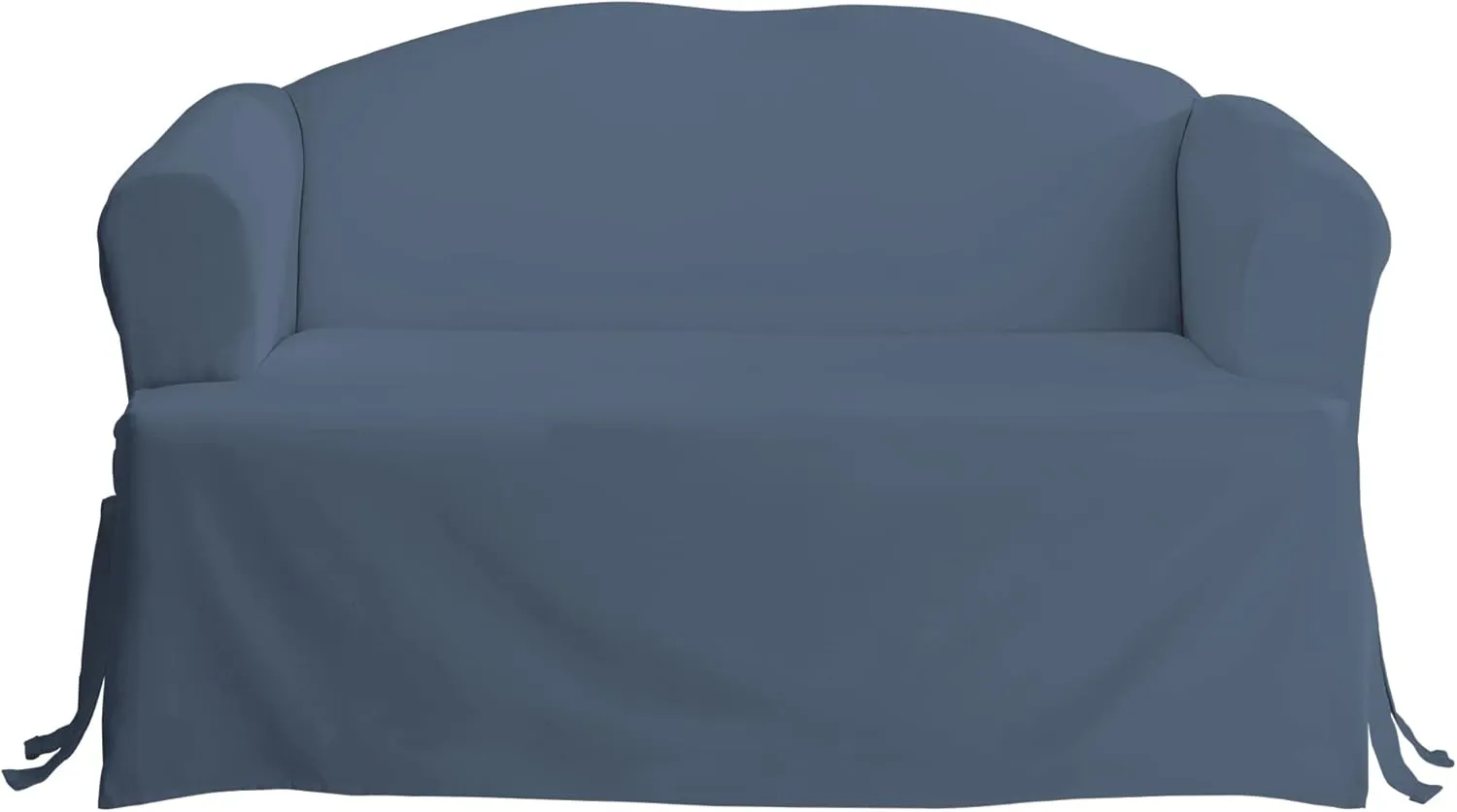 SureFit Duck Cotton Sofa T-Cushion Slipcover - One Piece Slipcover, Relaxed Woven Fit, 100% Cotton, Machine Washable (T-Cushion Sofa, Bluestone Color)