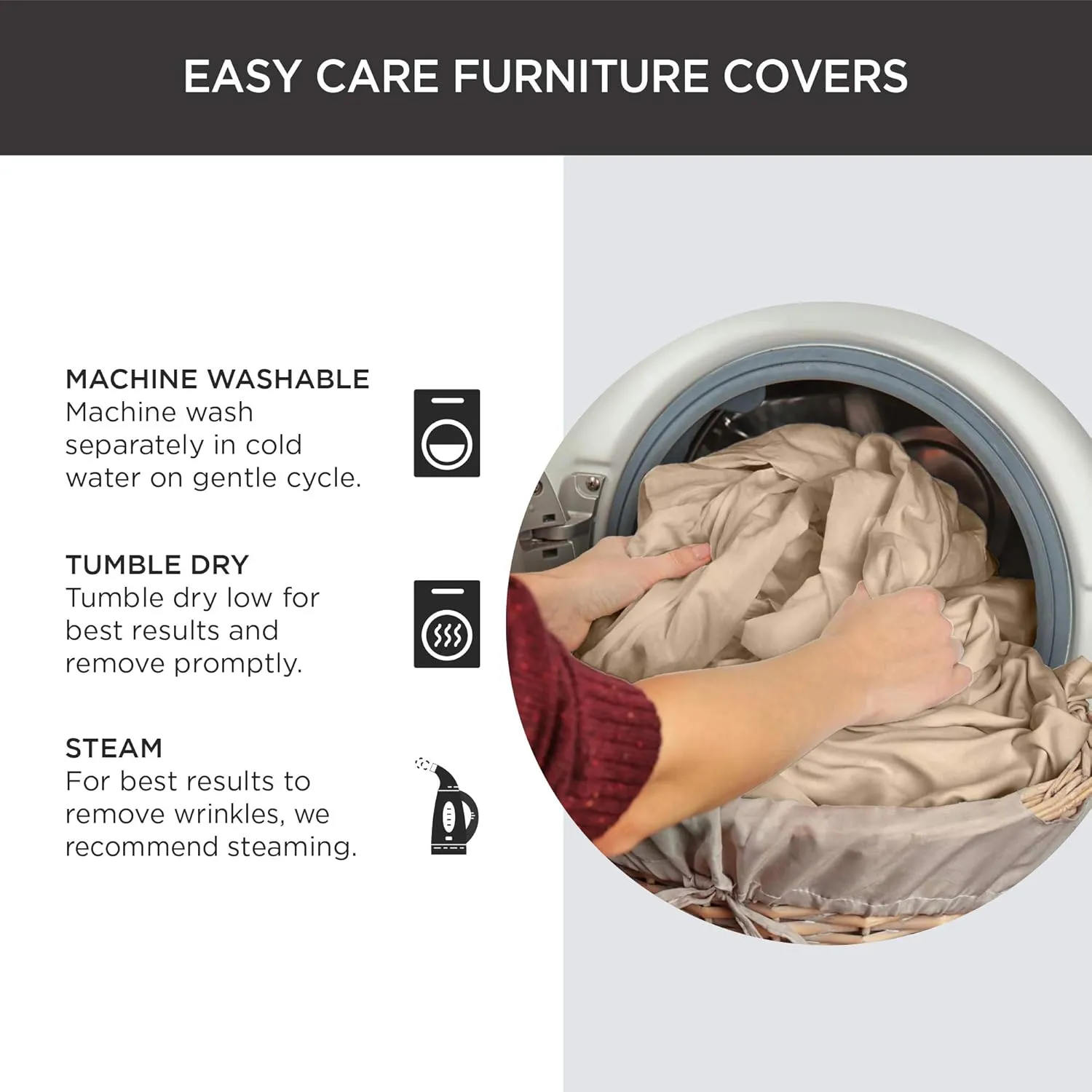 SureFit Duck Cotton Sofa T-Cushion Slipcover - One Piece Slipcover, Relaxed Woven Fit, 100% Cotton, Machine Washable (T-Cushion Sofa, Bluestone Color)