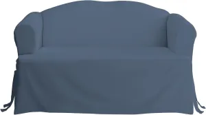 SureFit Duck Cotton Sofa T-Cushion Slipcover - One Piece Slipcover, Relaxed Woven Fit, 100% Cotton, Machine Washable (T-Cushion Sofa, Bluestone Color)