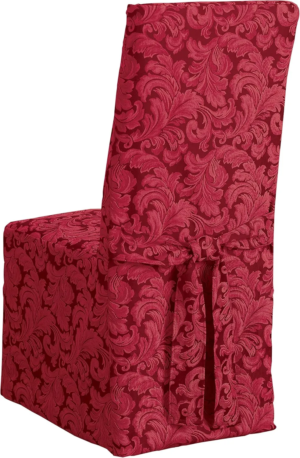 SureFit Home Décor SF35464 Scroll Dining Chair Cover, Relaxed Fit, Cotton/Polyester, Machine Washable, One Piece, Burgundy Color