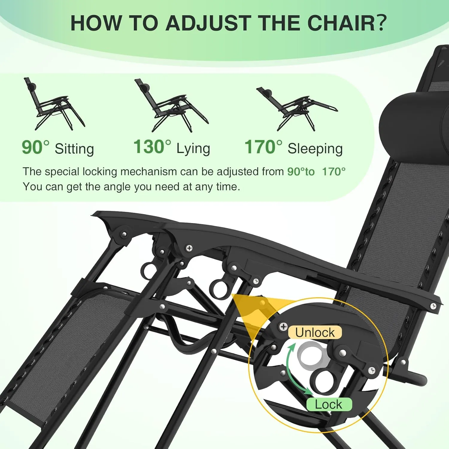 Suteck Zero Gravity Chairs Set of 2, Zero Gravity Lounge Chair w/Upgraded Lock, Big Cup Holder and Pillow, Reclining Patio Chairs Folding Recliner for Indoor and Outdoor