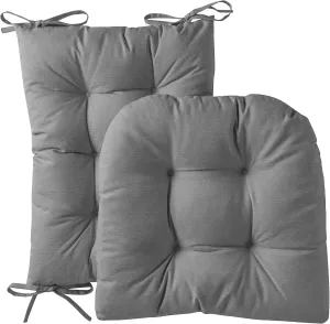Sweet Home Collection Rocking Chair Cushion Premium Tufted Pads Non Skid Slip Backed Upper and Lower with Ties, 2 Piece Set, Dark Gray