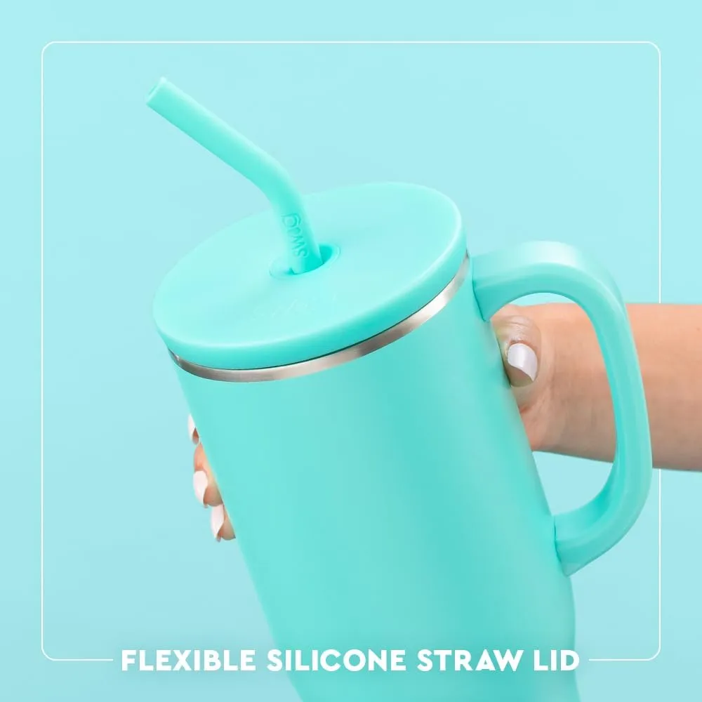 Swig Life 40oz Mega Mug, 40oz Tumbler with Handle and Straw, Extra Large Insulated Tumblers, Cup Holder Friendly Travel Mug (Glacier Stripe)