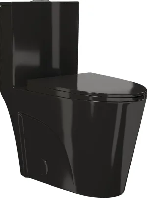 Swiss Madison St. Tropez SM-1T254GB One Piece Elongated Toilet with Comfort Chair Seat ADA Height Vortex™ Flush in Glossy Black 1.1/1.6 gpf