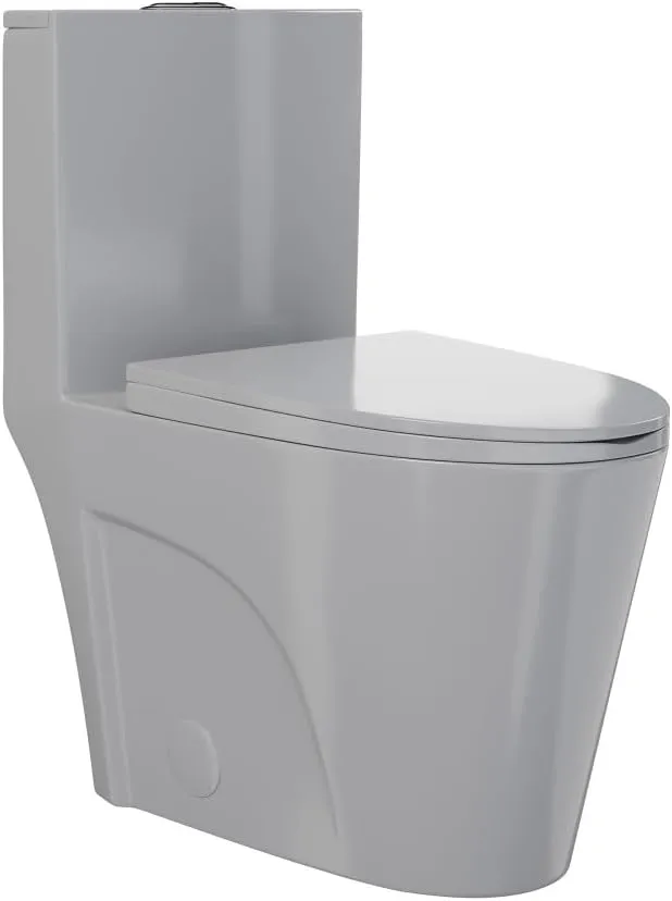 Swiss Madison St. Tropez SM-1T254GG One-Piece Elongated Toilet Vortex Dual-Flush 1.1/1.6 gpf with Comfort Chair Seat ADA Height in Glossy Gray