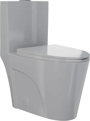 Swiss Madison St. Tropez SM-1T254GG One-Piece Elongated Toilet Vortex Dual-Flush 1.1/1.6 gpf with Comfort Chair Seat ADA Height in Glossy Gray