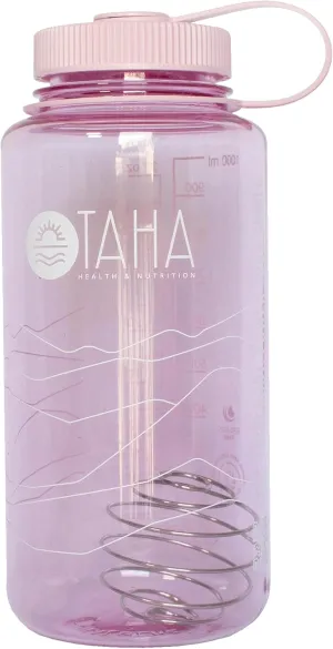 Taha Health & Nutrition Sustain Cherry Blossom Protein Shaker Water Bottle | BPA, BPS & Phthalates Free | Material Derived from 50% Plastic Waste | Wide Mouth | Shaker Ball, 32OZ