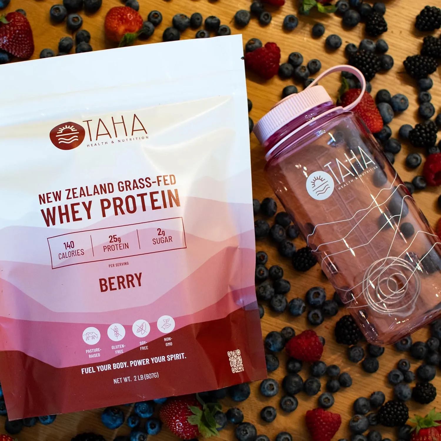 Taha Health & Nutrition Sustain Cherry Blossom Protein Shaker Water Bottle | BPA, BPS & Phthalates Free | Material Derived from 50% Plastic Waste | Wide Mouth | Shaker Ball, 32OZ