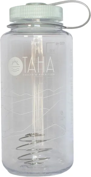 Taha Health & Nutrition Sustain Clear Protein Shaker Water Bottle | BPA, BPS & Phthalates Free | Material Derived from 50% Plastic Waste | Wide Mouth | Shaker Ball, 32OZ