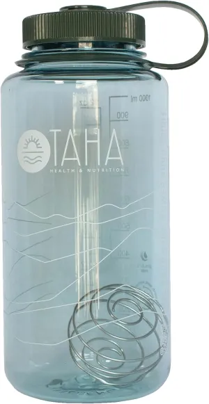 Taha Health & Nutrition Sustain Sea foam Protein Shaker Water Bottle | BPA, BPS & Phthalates Free | Material Derived from 50% Plastic Waste | Wide Mouth | Shaker Ball, 32OZ