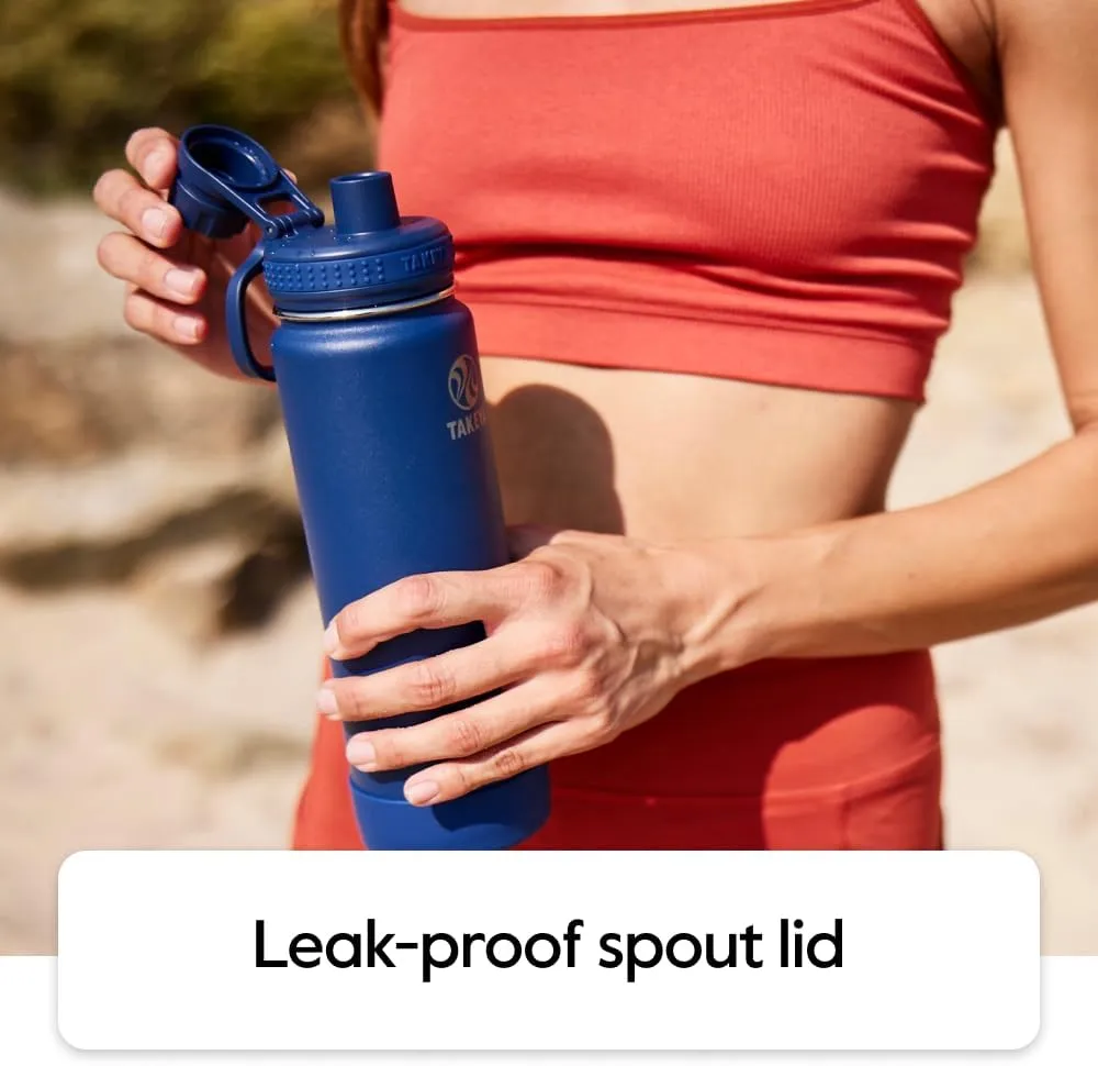 Takeya Actives Water Bottle with Spout Lid - Bottle with Double Stainless Steel Insulation - Dishwasher Safe & BPA-Free - Bottle with Spout Lid & Removable Bumper - 40 oz, Cucumber