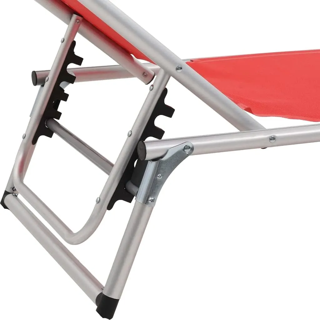 Tanning Chair,Lounge Chair Outdoor,Outdoor Lounge Chairs,Folding Sun Lounger with Roof Aluminum and Textilene RedIdeal for Garden, Patio, Camping