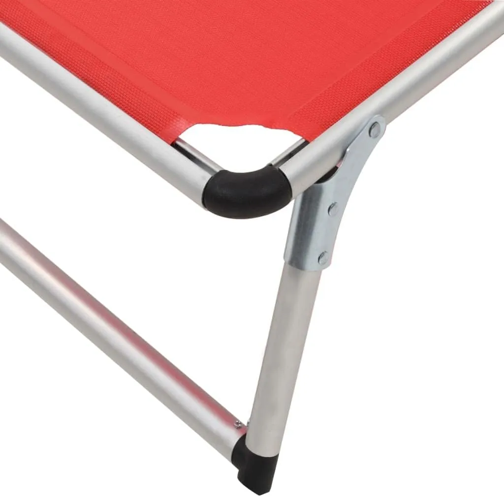 Tanning Chair,Lounge Chair Outdoor,Outdoor Lounge Chairs,Folding Sun Lounger with Roof Aluminum and Textilene RedIdeal for Garden, Patio, Camping