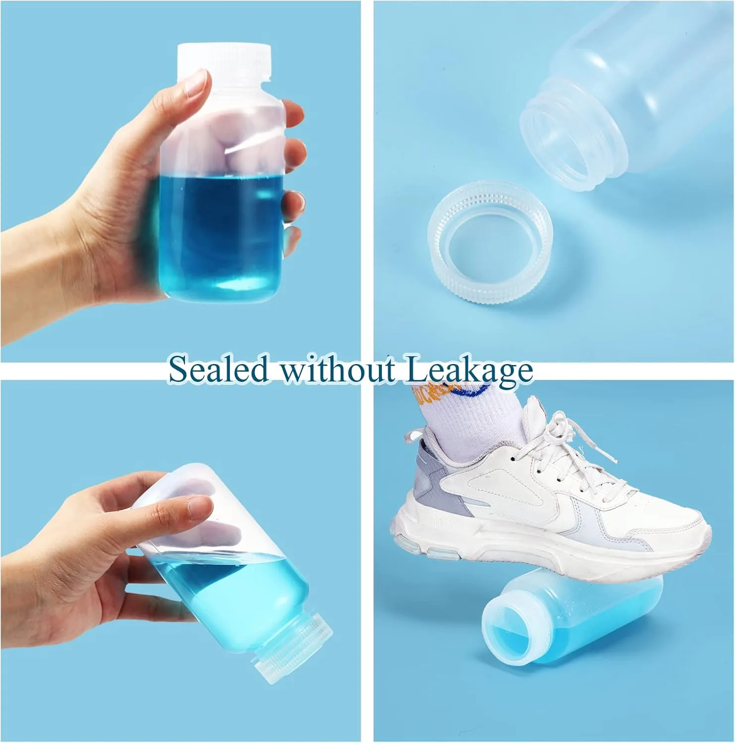 Tatuo 48 Pcs 8 oz 250ml Plastic Sample Pill Bottle Wide Mouth Reagent Bottle Lab Reagent Container with Lids PP Water Sample Translucent Container for Liquids Travel Laboratories