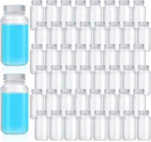 Tatuo 48 Pcs 8 oz 250ml Plastic Sample Pill Bottle Wide Mouth Reagent Bottle Lab Reagent Container with Lids PP Water Sample Translucent Container for Liquids Travel Laboratories