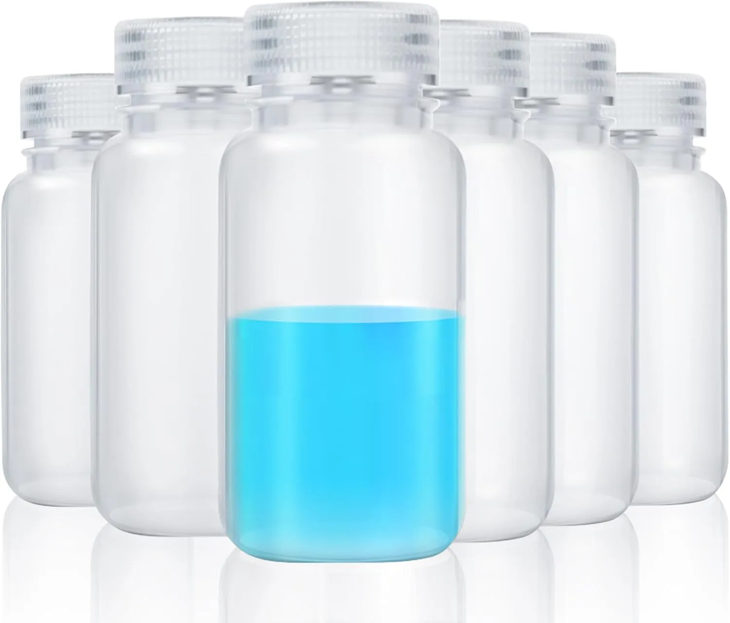 Tatuo 6 Pcs Wide Mouth Lab Reagent Bottle Polypropylene Sample Bottle Sealed Leakproof PP Plastic with Lid for Laboratory Classroom Storage at Home(Clear,8 oz)
