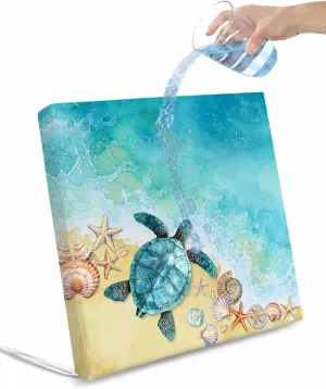 Teal Blue Coastal Outdoor Cushion Chair Cover Set of 2 - Waterproof Couch Seat Covers, Summer Beach Turtle Nautical Patio Furniture Protector Cushions Slipcovers for Sofa/RV, 24"x24"x4"
