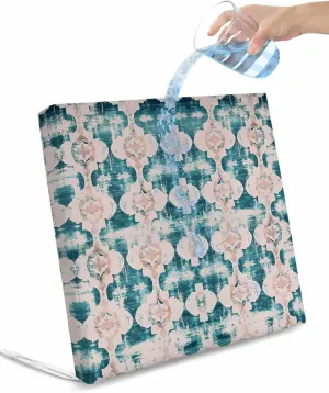 Teal Boho Outdoor Cushion Chair Cover Set of 4 - Waterproof Couch Seat Covers, Farmhouse Retro Ethnic Turkish Pattern Motifs Patio Furniture Protector Cushions Slipcovers for Sofa/RV, 22"x20"x4"