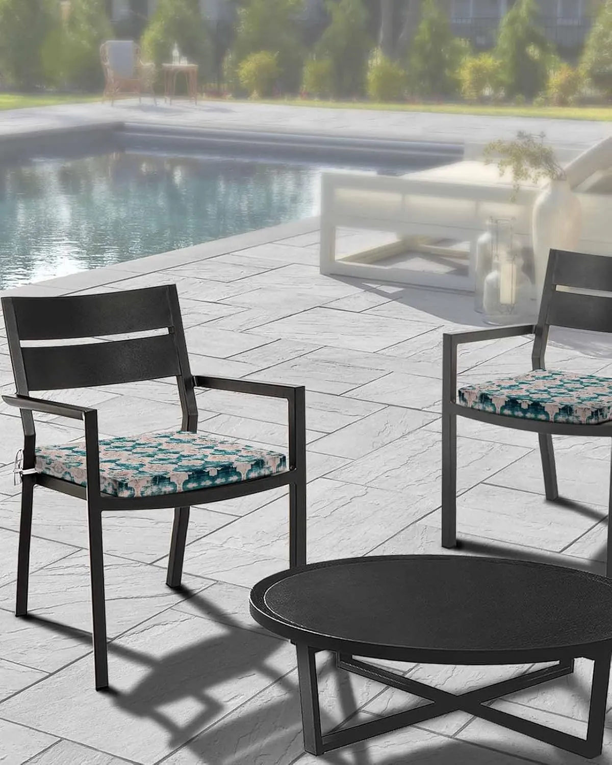 Teal Boho Outdoor Cushion Chair Cover Set of 4 - Waterproof Couch Seat Covers, Farmhouse Retro Ethnic Turkish Pattern Motifs Patio Furniture Protector Cushions Slipcovers for Sofa/RV, 22"x20"x4"