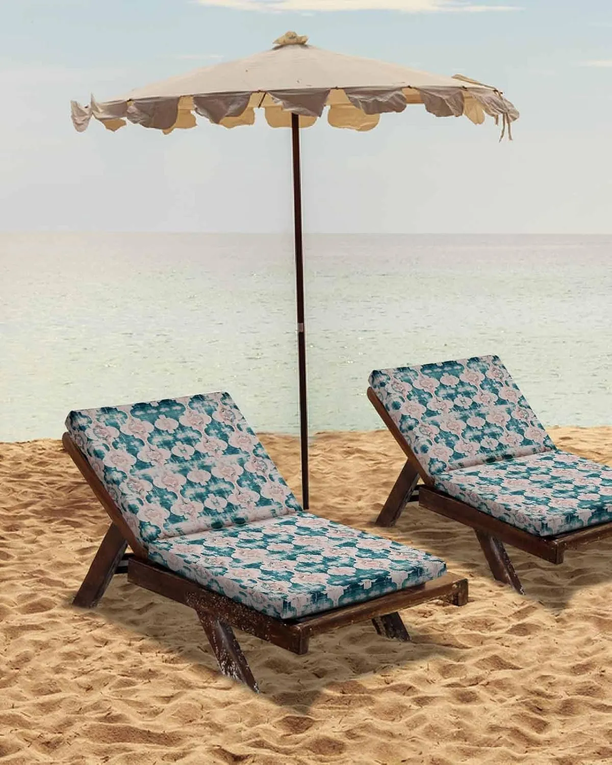 Teal Boho Outdoor Cushion Chair Cover Set of 4 - Waterproof Couch Seat Covers, Farmhouse Retro Ethnic Turkish Pattern Motifs Patio Furniture Protector Cushions Slipcovers for Sofa/RV, 22"x20"x4"