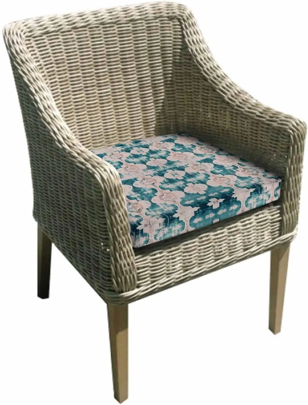 Teal Boho Outdoor Cushion Chair Cover Set of 4 - Waterproof Couch Seat Covers, Farmhouse Retro Ethnic Turkish Pattern Motifs Patio Furniture Protector Cushions Slipcovers for Sofa/RV, 22"x20"x4"