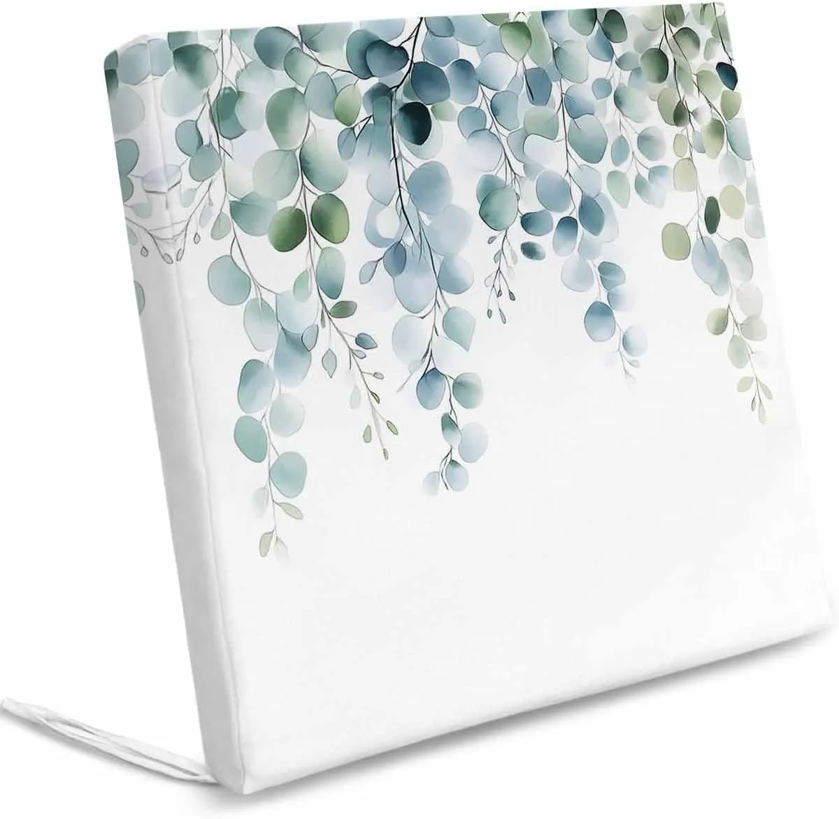 Teal Green Eucalyptus Leaves Outdoor Cushion Chair Cover Set of 4 - Waterproof Couch Seat Covers, Farmhouse Botanical Patio Furniture Protector Cushions Slipcovers for Sofa/RV, 22"x20"x4"