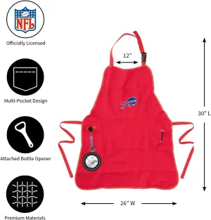 Team Sports America NFL Ultimate Grilling Apron with Bottle Opener and Insulated Beverage Holder, Adjustable Straps Men Women