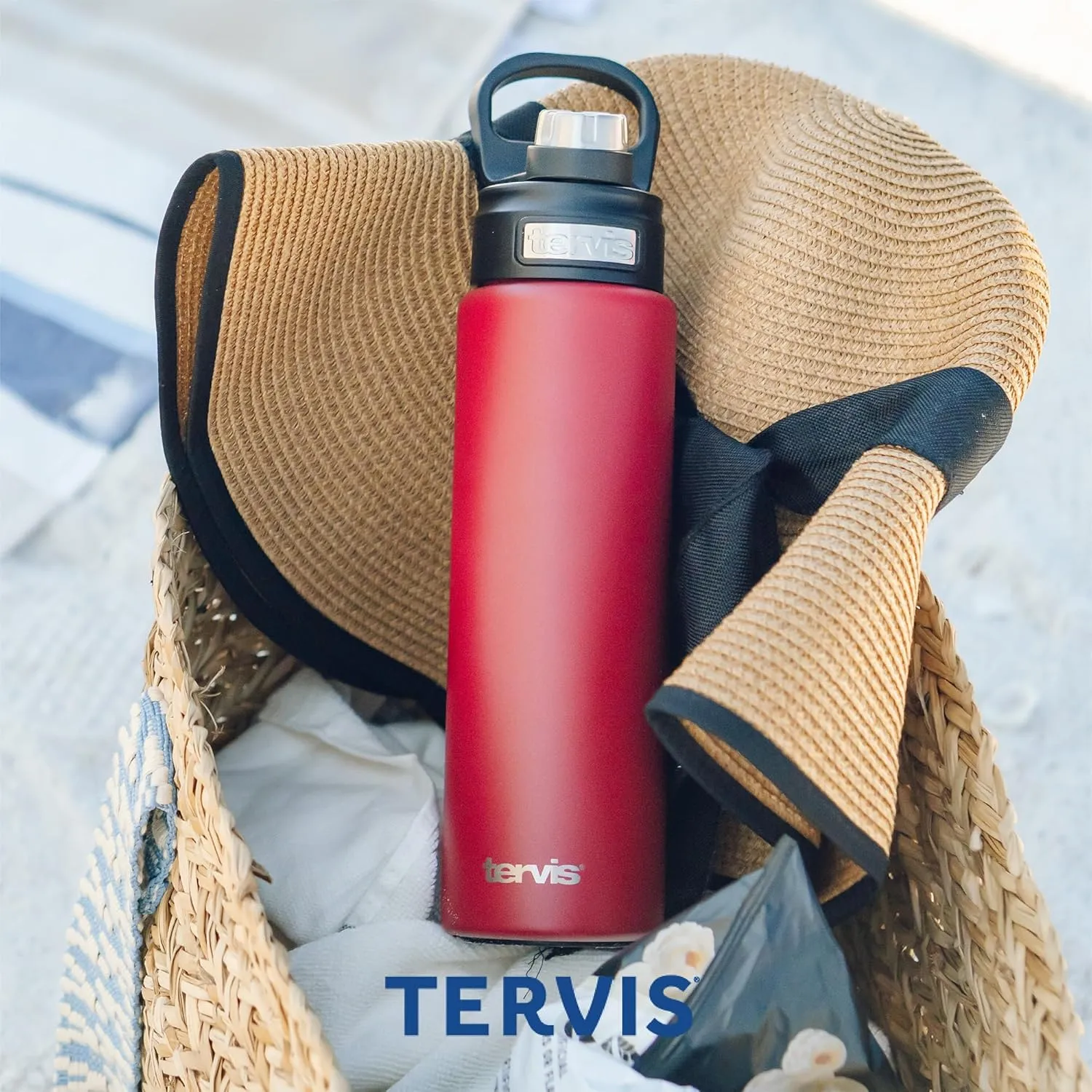 Tervis Navy Logo Triple Walled Insulated Tumbler Travel Cup Keeps Drinks Cold, 24oz Wide Mouth Bottle, Stainless Steel