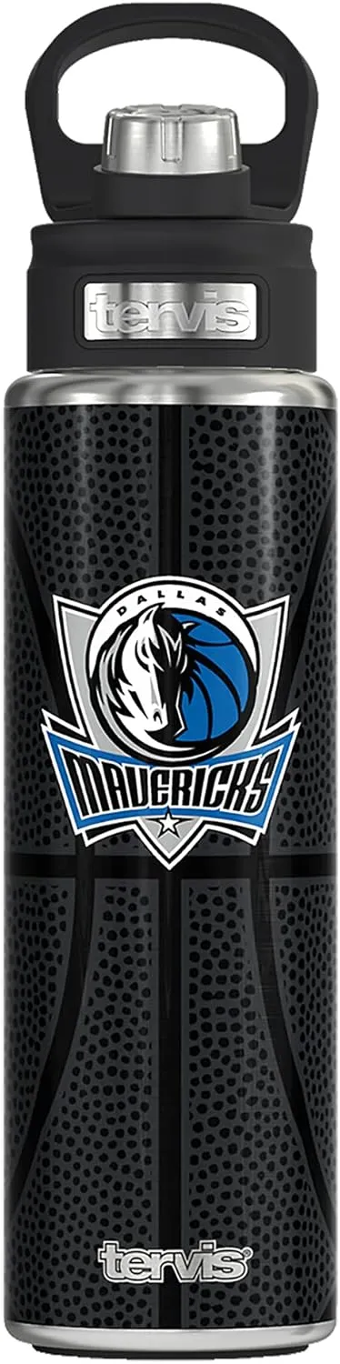 Tervis NBA Dallas Mavericks Leather Triple Walled Insulated Tumbler, 24oz Wide Mouth Bottle, Stainless Steel
