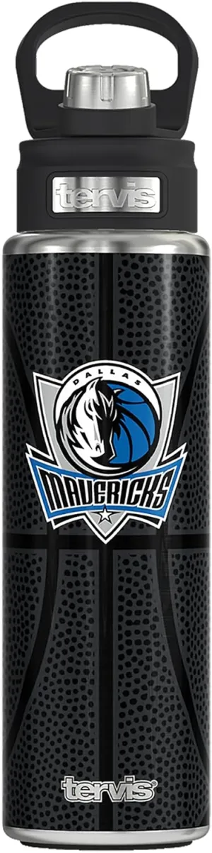 Tervis NBA Dallas Mavericks Leather Triple Walled Insulated Tumbler, 24oz Wide Mouth Bottle, Stainless Steel