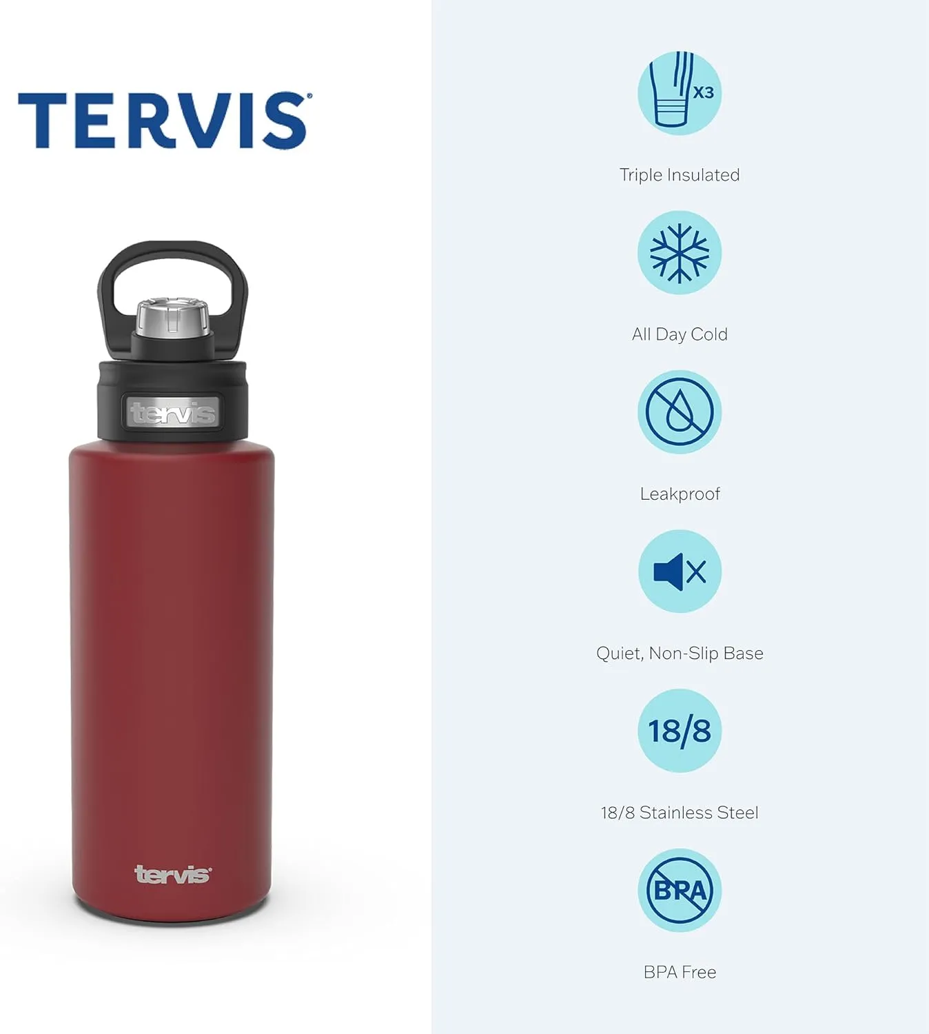 Tervis Paw Prints Triple Insulated Tumbler Travel Cup Keeps Drinks Cold, 32oz Wide Mouth Bottle, Stainless Steel