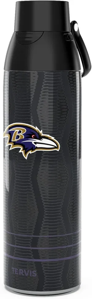 Tervis Venture Water Bottle NFL® Baltimore Ravens - Full Speed Triple Walled Insulated Tumbler Travel Cup Keeps Drinks Cold & Hot, 26oz, Stainless Steel