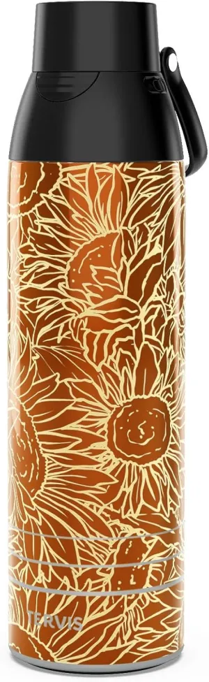 Tervis Venture Water Bottle Sunflower Power Triple Walled Insulated Tumbler Travel Cup Keeps Drinks Cold & Hot, 26oz, Stainless Steel
