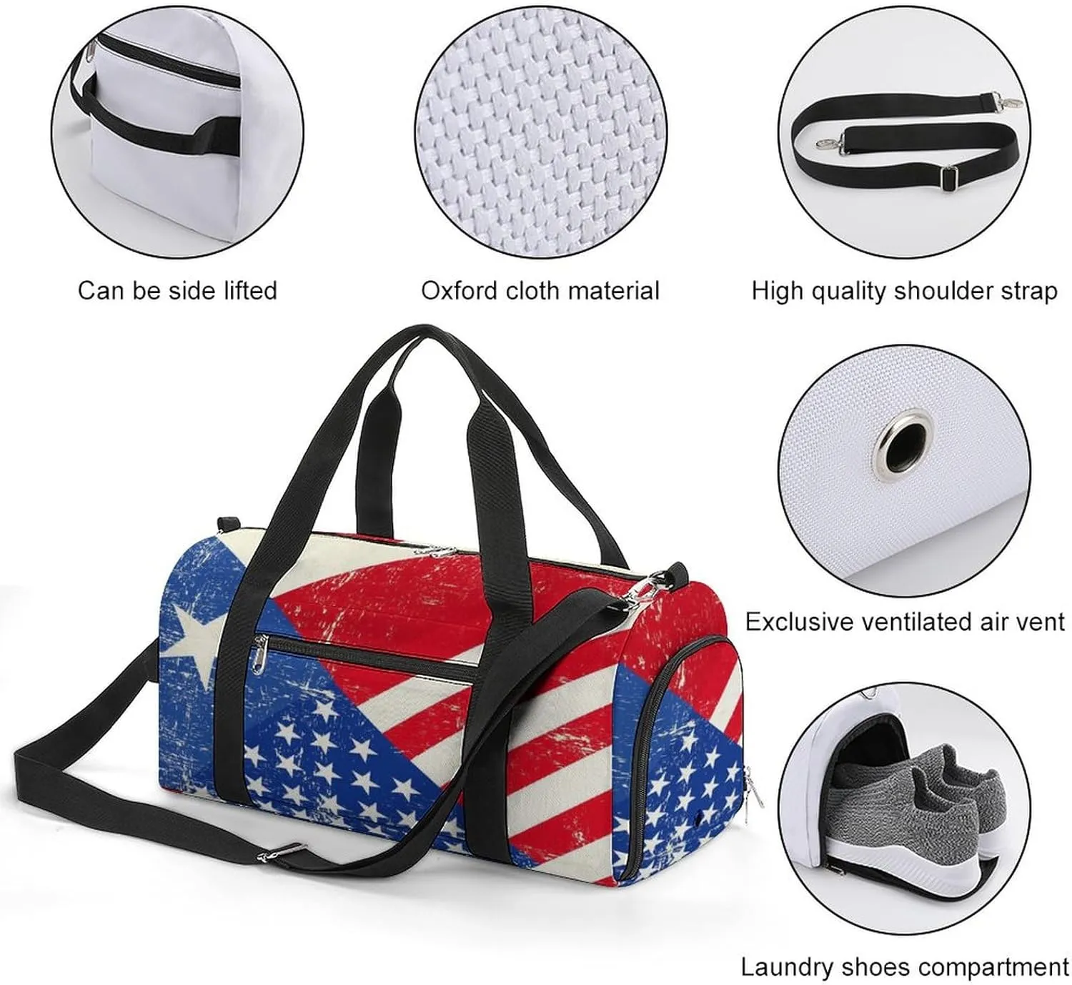 Texas And USA Flag Gym Bag-Workout Organizer with Water Resistant Compartments for Gym Lovers