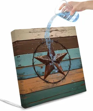 Texas Star Outdoor Cushion Chair Cover Set of 4 - Waterproof Couch Seat Covers, Teal Brown Farmhouse Wooden Country Patio Furniture Protector Cushions Slipcovers for Sofa/RV, 22"x20"x4"