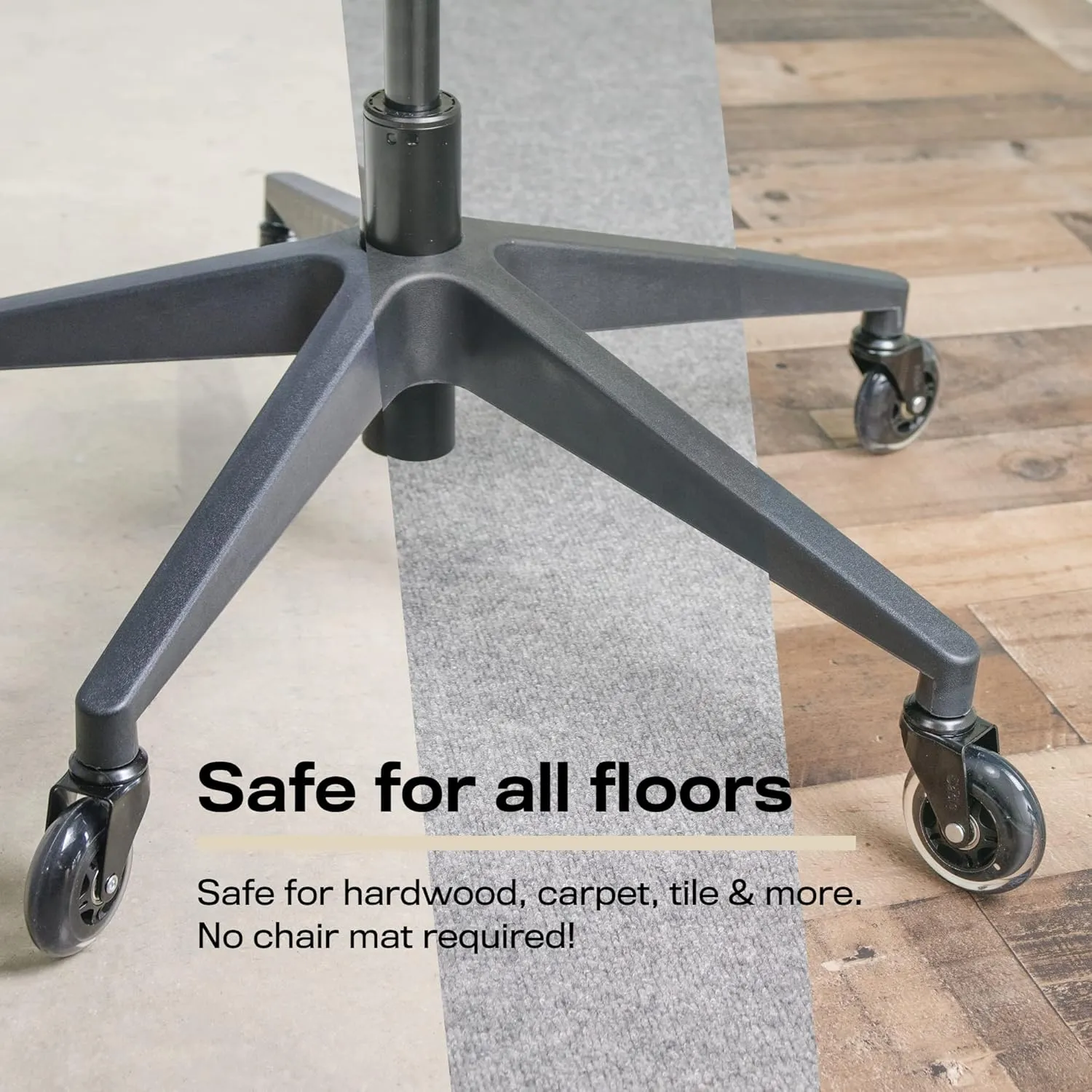 The Office Oasis Original Rollerblade Office Chair Wheels (As Seen On PBS) - Incredibly Smooth & Quiet Casters - Safe for Hardwood Floors & Carpet - Easy Installation with Universal Fit - Set of 5