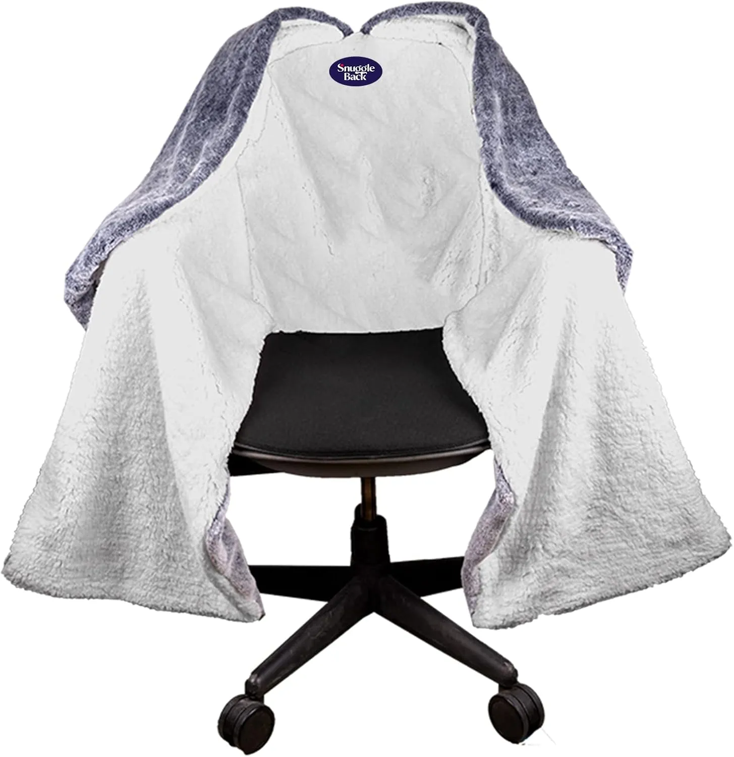 The Original Office Chair Blanket by SnuggleBack; Cozy Comfy Office Desk Chair Wrap Attaches for Convenient Heat and Hands-Free. Stay Warm In The Winter or Summer. Gray Faux Fur with Sherpa Fleece