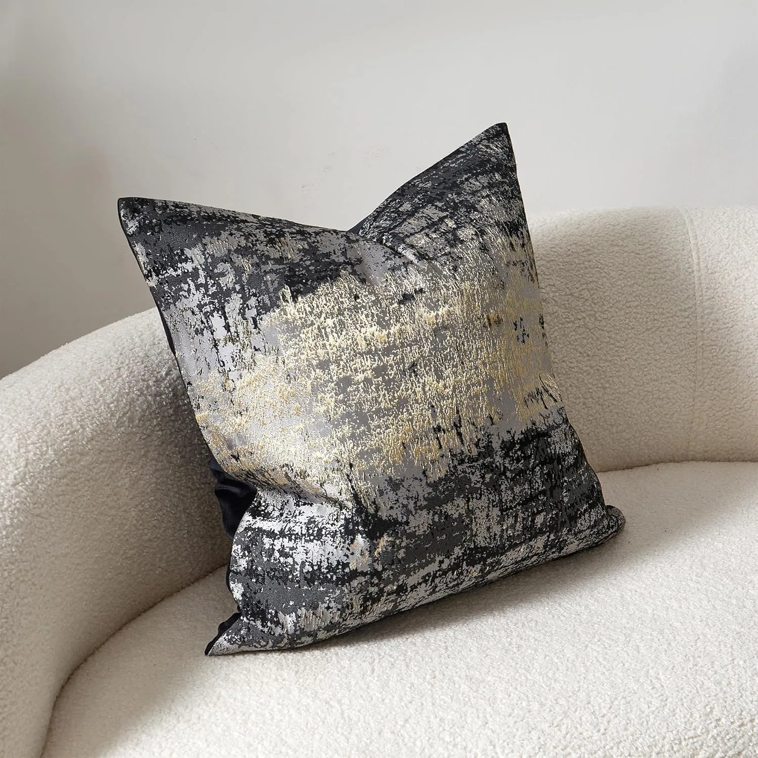 THE-TINOART Gray Pillows Covert 20 x 20 Inch Gold Splashed on Black Gray Throw Pillow Covers Reversed Soft Velevt Decorative Pillow Cover for Couch Living Room Bedroom Car 1piece