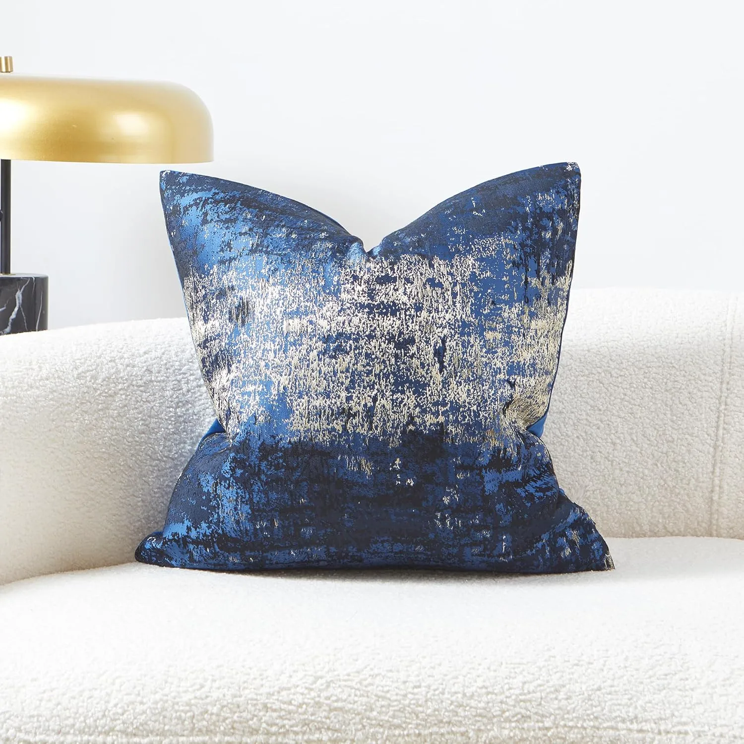 THE-TINOART Navy Throw Pillows Cover Subtle Sprinkling of Gold Decorative Square Pillowcase 20" x 20" Luxury Couch Accent Cushion Covers for Home Decoration 1Piece