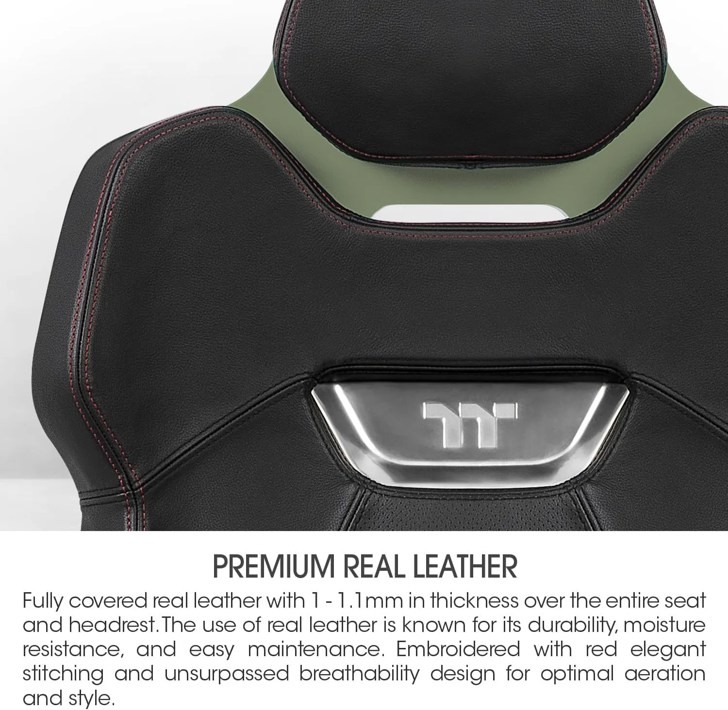 Thermaltake Argent E700 Real Leather Gaming Chair (Matcha Green) Design by Studio F. A. Porsche, GGC-ARG-BMLFDL-01