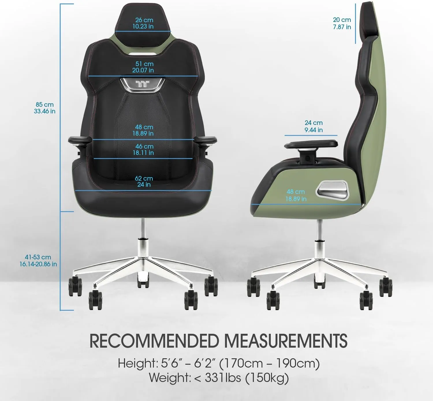 Thermaltake Argent E700 Real Leather Gaming Chair (Matcha Green) Design by Studio F. A. Porsche, GGC-ARG-BMLFDL-01