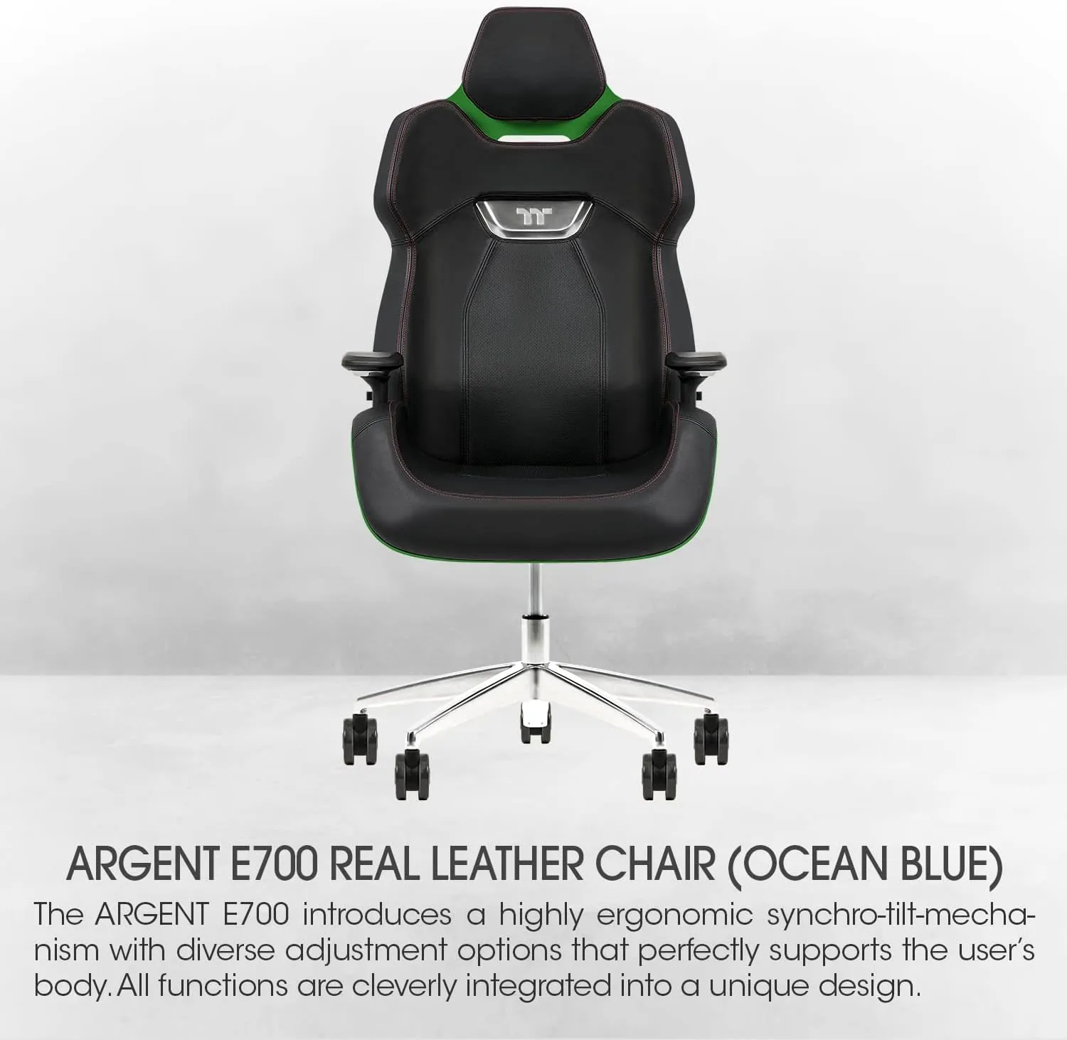 Thermaltake Argent E700 Real Leather Gaming Chair (Racing Green) Design by Studio F∙A∙Porsche, GGC-ARG-BGLFDL-01