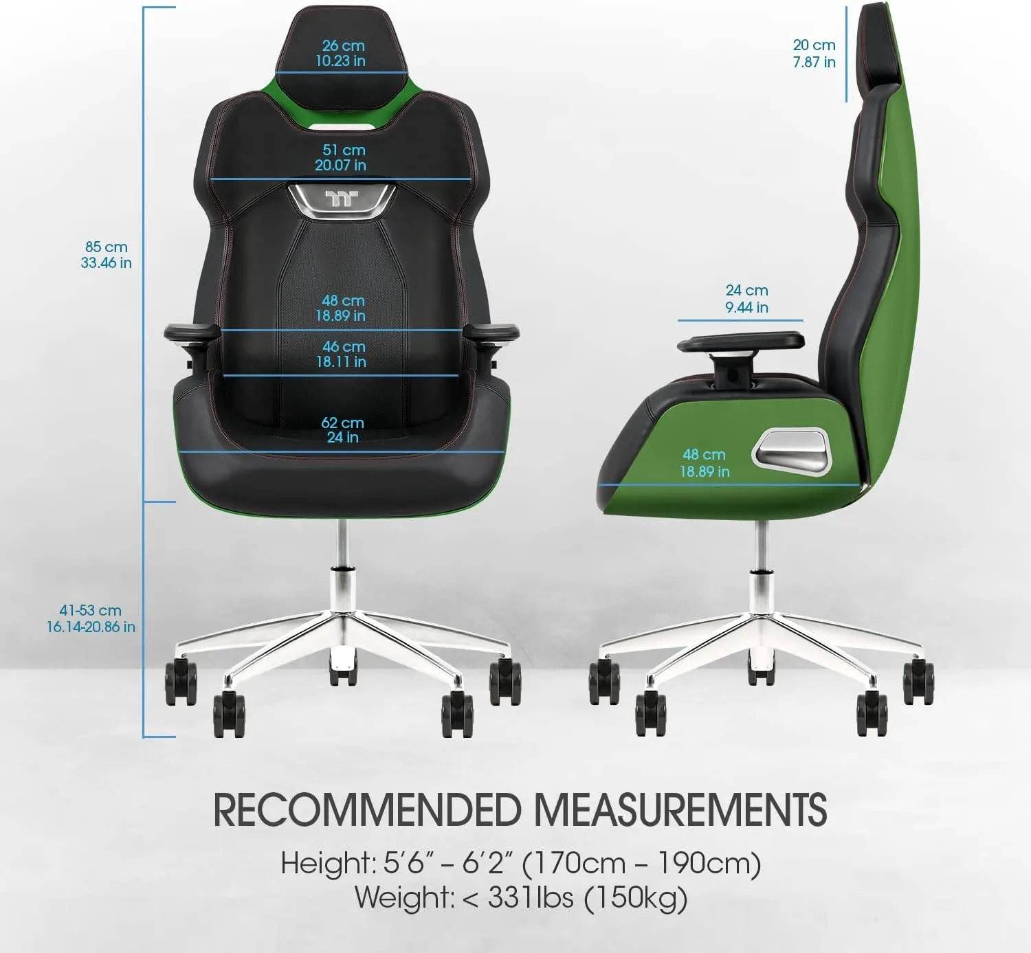 Thermaltake Argent E700 Real Leather Gaming Chair (Racing Green) Design by Studio F∙A∙Porsche, GGC-ARG-BGLFDL-01