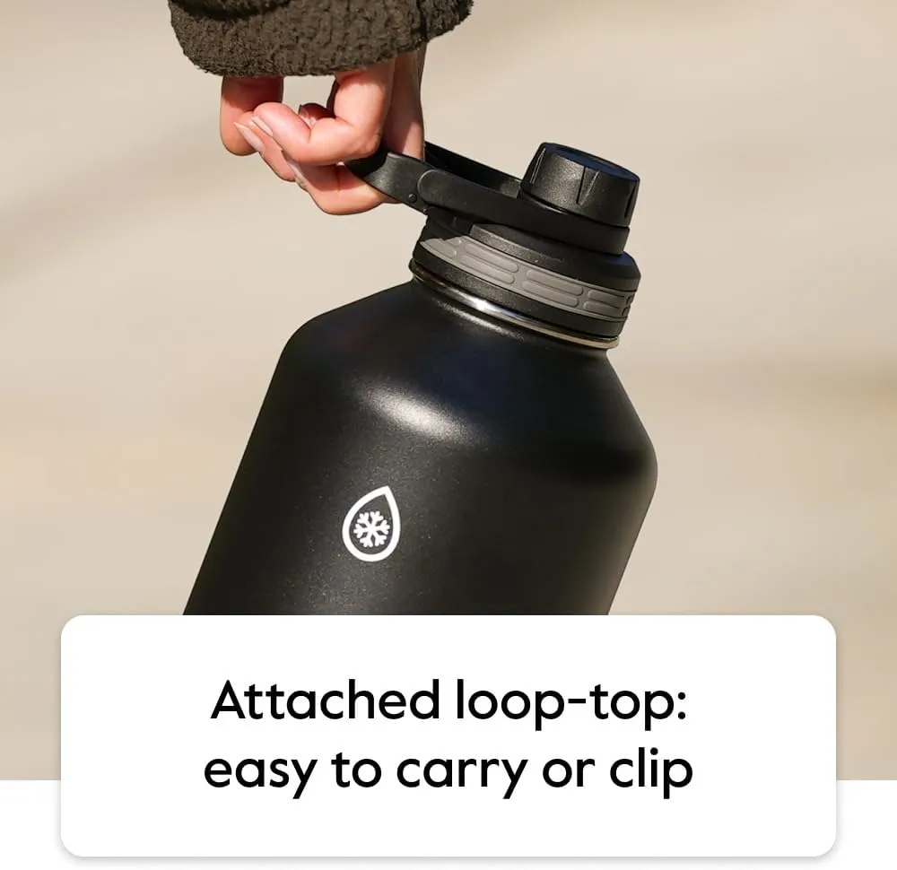 ThermoFlask 40 oz Double Wall Vacuum Insulated Stainless Steel Water Bottle with Spout and Straw Lids, Plum